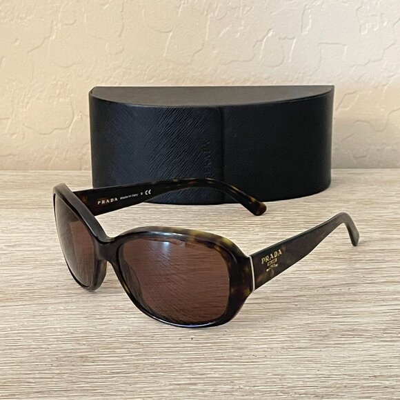 Prada Sunglasses Brown Tortoise SPR31N with Case - Picture 1 of 9
